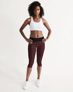 High-tech, breathable fabric makes our Women's Mid-Rise Capri great for workouts or for comfy lounging. Handmade with exquisite stitching for optimal range of movement to perfectly flatter your figure. - Smooth, breathable fabric - Wicks away moisture - Comfortable waistband - Printed, cut, and handmade. Red Camo, Flamingo Pattern, Polka Dot Pattern, Capri Leggings, Zebra Print