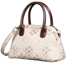 Elegant Tapestry Shoulder Bag With Leather Handles, Elegant Tapestry Bag With Leather Handles, Elegant Tapestry Shoulder Bag With Detachable Handle, Elegant Tapestry Shoulder Bag With Double Handle, Elegant Tapestry Bag With Adjustable Strap, Elegant Tapestry Satchel With Detachable Strap, Beige Tapestry Bag With Handles, Beige Tapestry Top Handle Shoulder Bag, Beige Top Handle Tapestry Shoulder Bag