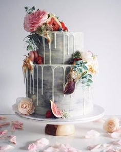 an image of a cake with flowers on it