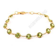 Peridot Gold Bracelet, 14k - 18k Solid Gold Bracelets, Handmade Bracelets, Gold Bracelets, Gemstone Bracelets, Peridot Gold Bracelet, Material  Metal = 14k Gold = 18k Gold Gemstone = Peridot Stone Color = Green Stone Size = 5 mm Stone Shape = Round Stone Creation = Natural Total Bracelet weight = 4 Gram Bracelet Length : 19 Centimeter  Product Making = Handmade  Thank You Visiting My Shop. Green Round Chain Bracelet Gift, Green Round Birthstone Bracelet, Green Gemstone Gold Bracelet, Fine Jewelry Gold Bracelet With Green Gemstone, Green Gemstone Diamond Bracelet, Formal Round Bracelet With May Birthstone, Formal Bracelet With May Birthstone, May Birthstone Bracelet For Formal Occasions, Green Gemstone Tennis Bracelet