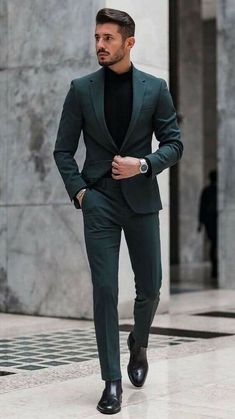 #ad Great Shopping Men Suit Slim Fit Dark Green Business Dinner Prom Party Groom Tuxedo Wedding, Fashion Mens Suits Blazers Stylish Mens Suits, Blazer Outfits Men, Mens Business Casual Outfits, Herren Style, Suit Ideas, Formal Men Outfit, Mens Fashion Blazer