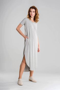 Side Slit Maxi Dress with Pockets - Nord Maxi Dress With Pockets, Beach Park, Everyday Dresses, Dress With Pockets, Outerwear Women, Party Outfit, Casual Style, Winter Outfits