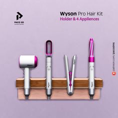 the wyson pro hair kit holder & appliance is shown in three different colors