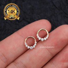 Sold in a single piece Size: Gauge: 16g(1.2mm) Inner Diameter: 6mm Material: 14K Solid Gold (Stamped 14K for Purity Authenticity) 5A Grade Cubic Zirconia Gemstones 14K 6mm Gold CZ Helix Earring/Septum Ring/Tragus Jewelry/Hoop earring/Cartilage Hoop/Nose Hoop/Rook Hoop/Huggie Hoop Earrings/Gift for her/Valentine's Day/Mother's day jewelry gift/Christmas gift/Valentine's Day Gift/Minimalist Jewelry/Minimalist earrings/Dainty Jewelry/light weight earring The simple and small solid gold and CZ gemst