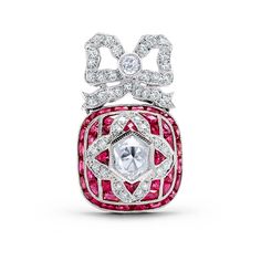 0.50-carat real old mine European cut diamond art deco ruby platinum pendant necklace antique look natural. Adjustable Chain Included Model Number: SDL1450WY Platinum Pendant, Bow Pendant, Antique Locket, Studded Necklace, Necklace Antique, European Cut Diamonds, Deco Jewelry, Art Deco Diamond, Art Deco Jewelry