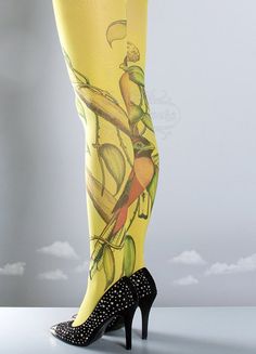 SUMMER SALE/// Tattoo Tights, Paradise yellow Closed Toe one size full length printed tights, pantyh Yellow Stretch Thigh High Legwear, Me Before You Bumblebee Tights, Green Moisture-wicking Full Length Tights, Casual Tight Multicolor Tights, Yellow Stretch Thigh-high Legwear, Weird Tights, Sock Tattoo, Funky Tights, Tattoo Tights