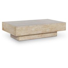 a wooden table sitting on top of a white floor