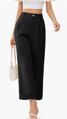 Elevate your style with these versatile Women's Casual Business Pants. Embrace the elegance of wide-leg palazzo trousers, featuring a high-waisted design and convenient pockets. Perfect for a polished business look or casual chic attire. Discover the blend of comfort and fashion. #WideLegPants #BusinessCasual #FashionForward Cargo Dress Pants, Blazer And Skirt Set, Trendy Pants, Palazzo Trousers, Wide Leg Palazzo Pants, Business Chic, Business Pants, Womens Business Casual, Business Formal