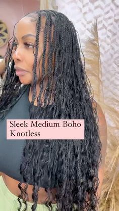 Loose Knotless Braids For Black Women, Bohemian Braids With Human Hair, Bohemian Knotless Braids With Human Hair, Boho Knotless Human Hair, Boho Box Braids Human Hair, Smedium Knotless Boho Box Braids, Small Knot Less Boho Braids Hairstyles, Knotless With Human Hair