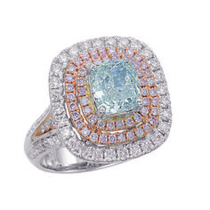 Real 3.45ct Natural Fancy Light Blue & Pink Diamonds Engagement Ring GIA 18K SI2