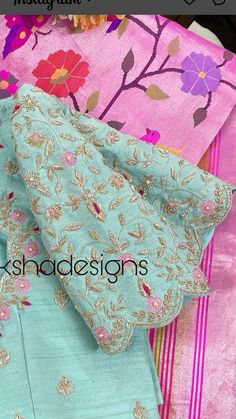 Work On Paithani Blouse, Paithani Handwork Blouse Design, Embroidered Paithani Silk Traditional Wear, Embroidered Paithani Silk Blouse Piece For Diwali, Wedding Embroidered Paithani Silk Fabric With Motifs, Mirror Work Blouse Design