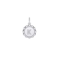 White Gold White Gold Diamond Jewelry With Monogram, Elegant Silver Diamond Charms, Textured Gold Ring, Dana Rebecca Designs, Diamond Initial Necklace, Diamond Charm, Initial Charm, Initial Necklace, Paper Clip