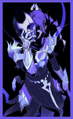 an anime character with purple hair and armor