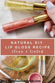 Essential Oil Lip Gloss, Diy Lip Oil Recipe Homemade, Lip Tint Recipe, Easy Things To Make Homemade, Easy Homemade Lip Gloss, Diy Plumping Lip Gloss, Diy Tinted Lip Gloss, Diy Young Living Recipes, Homemade Lipgloss Recipe