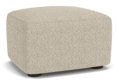 a beige ottoman with black legs on a white background