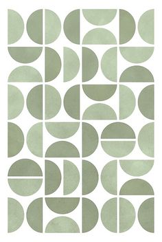 an abstract pattern with circles and rectangles in shades of green on a white background