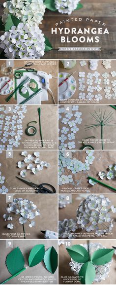 instructions to make hydrangea flowers out of paper