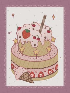 торт Cake Drawings Aesthetic, Kawaii Birthday Cake Drawing, Ice Cream Cake Drawing, Kawaii Cake Drawings, Cake Drawing Reference, Bday Cake Drawing, Birthday Cake Art Drawing, Cake Designs Drawing, Happy Birthday Cake Drawing