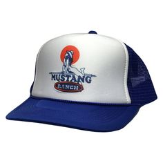 Mustang Ranch Trucker Hats | Adjustable Trucker Foam Blue Hat | Trendy Trucker Mesh Hat | Retro Vintage Trucker Hat | Snapback Hat Mans ⭐Whether taking a ride down the highway, hiking a remote trail, or enjoying some outdoor time with friends, this Trucker Hat is perfect for your next adventure. ⭐Our Adjustable Mustang Ranch Trucker Hats has a pre-curved brim that keeps things on your head in place and features mesh sides and panelling for increased breathability! Constructed from a 100% polyest Ranch Hat, Snapback Hats Men, Beer Hat, Vintage Mustang, Vintage Trucker Hat, Vintage Style Hat, Cute Caps, Vintage Trucker Hats, Christmas White