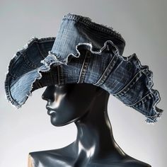 Denim Hat Diy, Diy Sombrero, Creative Hats, Diy Hats, Denim Cowboy