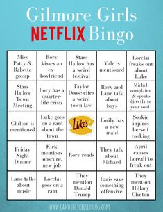 a game board with the words, glamour girls netflix bingo