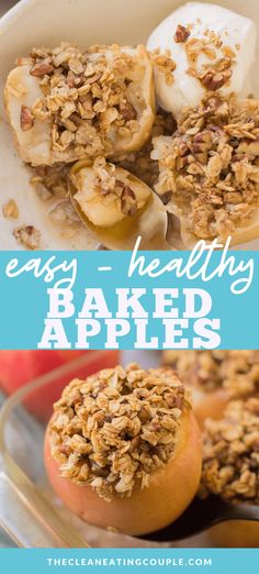 baked apples with granola and yogurt on top