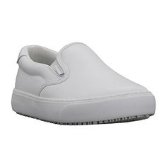 Kick back in style with our best-selling fashion sneaker - the women's slip resistant clipper slip-on. With a soft leather upper, the elastic gore on each side provides for a comfy and snug fit that you can slip into. So stylish and versatile, these sneakers will perform on the job and on the go.Features: Water Resistant, Slip ResistantClosure Type: Slip-OnShoe Heel Height: 1 InchUpper/Outer Base Material: 100% LeatherShoe Lining Material: TextileSole Material Content: 100% RubberToe Type: Round Functional Synthetic Slip-ons With Round Toe, Functional Slip-resistant Closed Toe Sneakers, Comfortable Slip-resistant Closed Toe Slip-ons, Slip-on Fade-resistant Sneakers With Round Toe, Non-slip Slip-on Low-top Sneakers, Slip-resistant Slip-on Sneakers For Sports, White Fade-resistant Slip-on Sneakers, White Sole Non-slip Slip-on Sneakers, Comfortable Low-top Slip-ons With Slip-resistant Sole