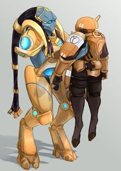 an image of two people dressed in robot suits, one is holding the other's arm