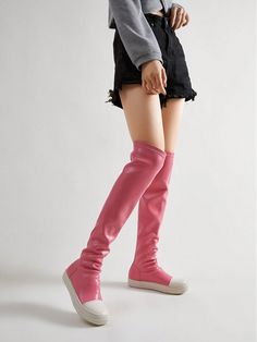 Fashionable Over-The-Knee Boots For Women Suitable For Parties And Gatherings Pink         Women Shoes, size features are:Bust: ,Length: ,Sleeve Length: Over The Knee Flat Boots, Split Maxi Dress, Boots Women Fashion, Beach Wear Dresses, Go Up, Mini Shirt Dress, Flat Boots, 50's Dress, Boots For Women