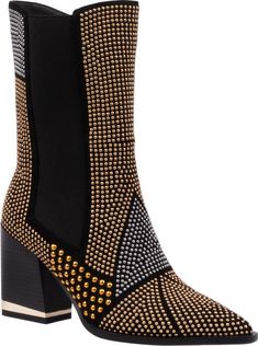 NINETY UNION Mosaic Stud Boot (Women) | Nordstromrack Glamorous Studded Boots For Fall, Studded Boots, Beautiful Boots, Shoe Closet, Bootie, Spice Things Up, Block Heels, Fashion Shoes, Womens Boots