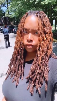 Copper Locs Black Women, Copper Locs, Dyed Dreadlocks, Twa Hairstyles, Peekaboo Hair