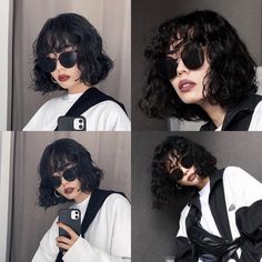 Japanese Curly Short Hair, Short Hair Perm With Bangs, Curly Short Hair Korean, 2b Hairstyles Short, 2b Haircut Short, Short Black Curly Hair, Short Hair Perm, Curly Asian Hair, Bob Perm