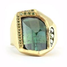 Add something classic to your ring box with the mystical gorgeousness of this green tourmaline ring with 18k gold frame and diamond accents Sapphire Baguette Ring, Green Tourmaline Ring, Baguette Ring, Black Sapphire, Blue Tourmaline, Green Diamond, Tourmaline Ring, Tourmaline Crystal, Ring Oval