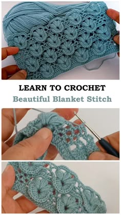 the crochet pattern is being worked on by someone using scissors and yarn to make it