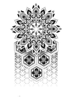 a black and white drawing of an intricate design