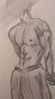 a drawing of a man with no shirt on