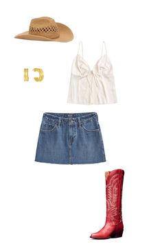 Perfect outfit for a summer day or country concert. Mix of dainty white tank with the firey red boots to add a bold statement to your outfit. Country Concert Outfit Red Boots, Red Cowgirl Outfit, Tall Cowgirl Boots, Red Cowgirl Boots, Walking Tall, Zach Bryan, Country Concert Outfit, Concert Fits, Country Concerts