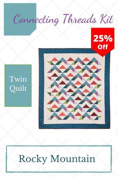 the book cover for connecting threads kit, featuring an image of a quilt with two different colors