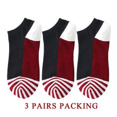 Best suited for a number of activities including sports, casual wear as well as travel, these versatile socks for men display an attractive striped pattern for added appeal. Soft and comfortable, they are fashioned from superior quality cotton that expertly absorbs moisture and sweat, leaving your feet dry for hours. Designed in a short ankle-length style, these breathable socks come in a lot of 3 pairs. Order them now!

Specifications
Pieces: 3PCS
Socks Tube Height: Low Tube
Origin: CN(Origin) Casual Comfortable Anti-odor Socks, Sporty Red Breathable Socks, Red Stretch Sporty Socks, Sporty Red Cotton Socks, Red Non-slip Comfortable Socks, Red Casual Sports Socks, Casual Red Sports Socks, Casual Breathable Red Socks, Casual Red Breathable Socks