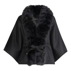 Cashmere blend cape with fox front Finland fox Leather trim pocket Integrated belt metal closure 24" long One size fit all Style #9100 Dry clean by fur specialist only Made For Generations Luxury Collection Luxury Cape With Faux Fur Trim, Polyvore Clothes, Cashmere Cape, Luxury Collection, Fur Fashion, Cashmere Wool, Fox Fur, Fur Collars, Fur Trim