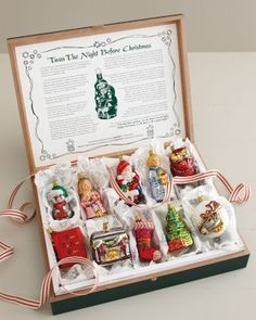 a christmas ornament set in a box