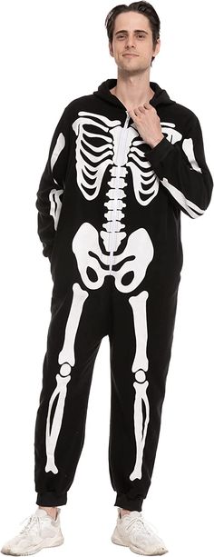 Includes 1 piece of skeleton themed jumpsuit sleepwear pajamas. Easily wear the costume and get undressed with a zipper. Made with durable high quality materials and care. 10% cotton + 90% polyester. Item # 21072-LItem # 21072-MItem # 21072-SItem # 21072-XLItem # 21072-XXL Adult Onesie Costume, Skeleton Family, Adult Onesie Pajamas, Skeleton Halloween Costume, Onesie Costumes, Matching Pajama, One Piece Cosplay, Skeleton Costume, Matching Costumes