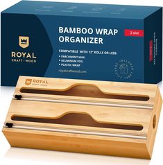 a bamboo wrap organizer with 2 rolls on less than 1 / 4 inch by 3 / 8 inch