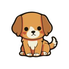 a brown dog with black eyes sitting down on the ground, animal, cartoon, puppy png and psd