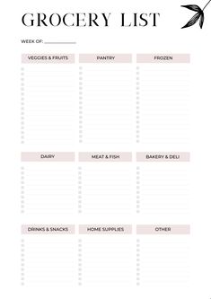 Free Printable Grocery List | Printable Planner by  Vickie Olson Organized Shopping List, Good Notes Templates Free Grocery List, Shopping List Categories, Grocery List Digital Planner, Food Categories List, Grocery List Blank, Aesthetic Grocery List Template, Shopping List Grocery Template, Editable Grocery List Template Free