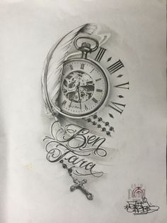 a drawing of a pocket watch with the words big time on it