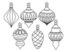 christmas ornament coloring pages to print and color for the holiday season, including ornaments