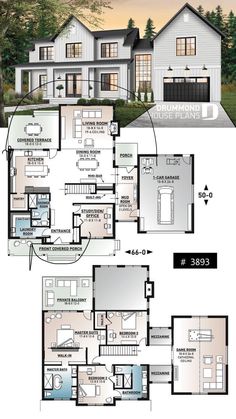 the floor plan for this modern house is very large and has lots of space to put in