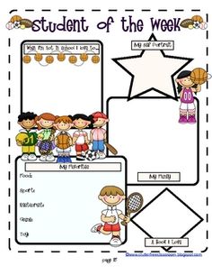 student of the week worksheet for students to practice their writing and spelling skills