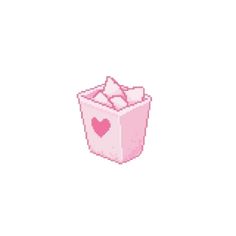 a pink box filled with ice cream on top of a white table next to a cup